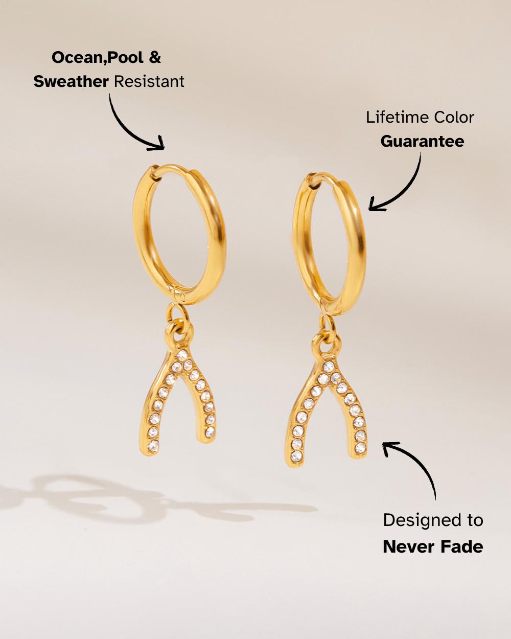 Crystal Wishbone Hoop Earrings - mifjewelry