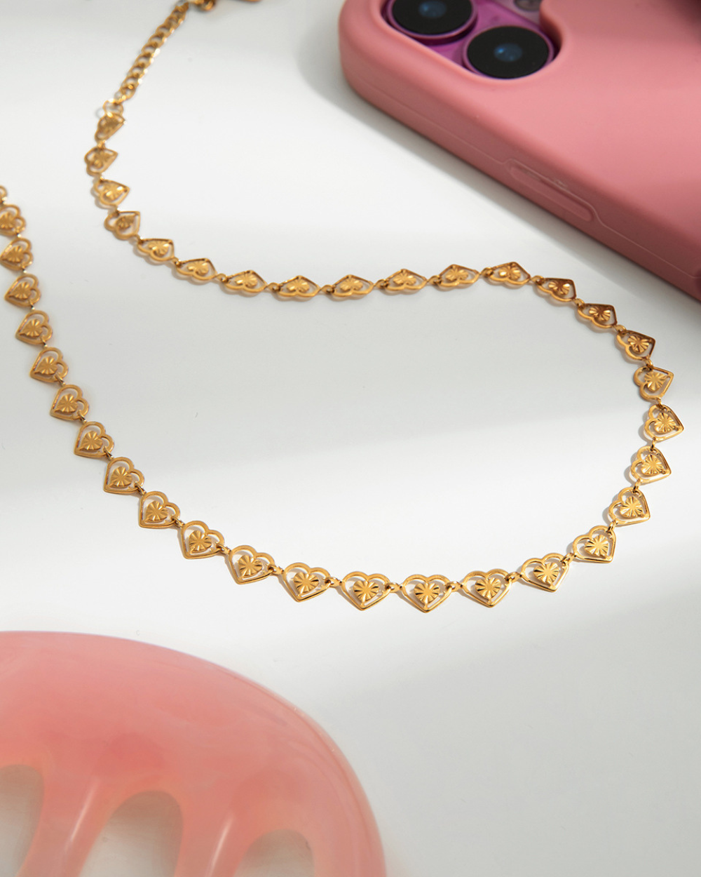 Golden Heart Link Necklace