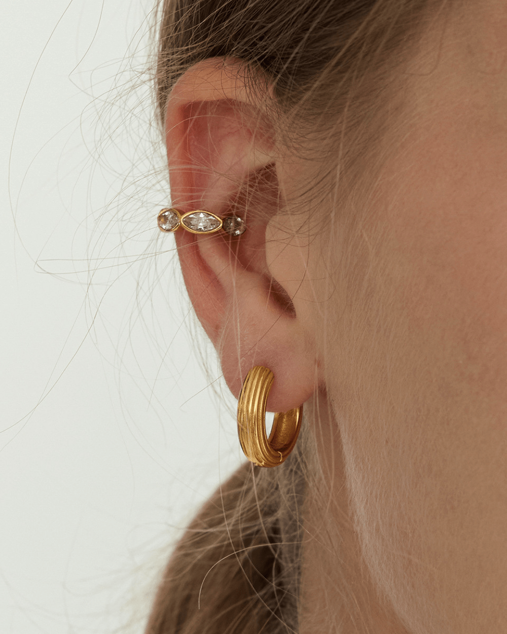 Dainty Zircon Gold Ear Cuff - mifjewelry