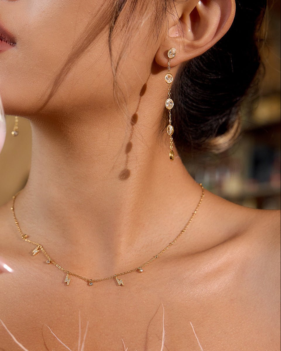 Dangle Crystal Drop Earrings – Oval - mifjewelry