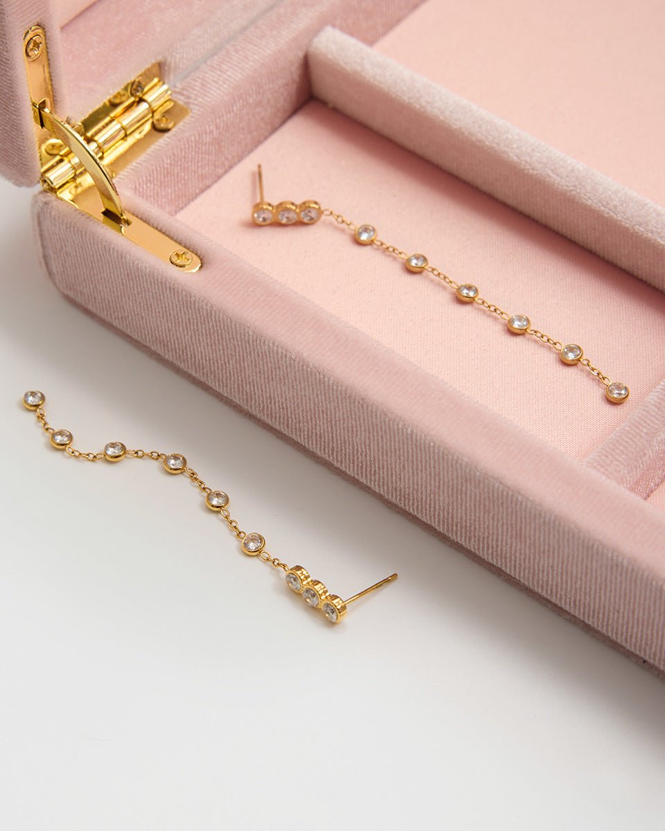 Dangle Crystal Drop Earrings – Round - mifjewelry