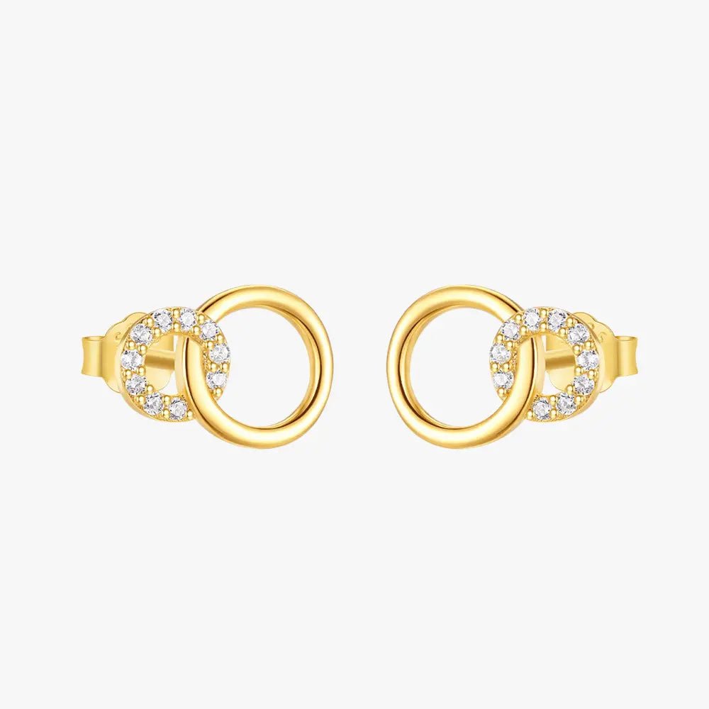 Double Circle Zirconia Stud Earrings - mifjewelry