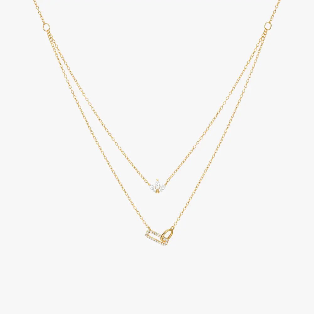 Double Halo Zircon Necklace - mifjewelry