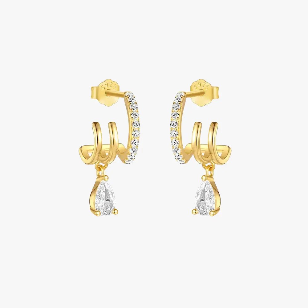Double Hoop Drop Earrings - mifjewelry