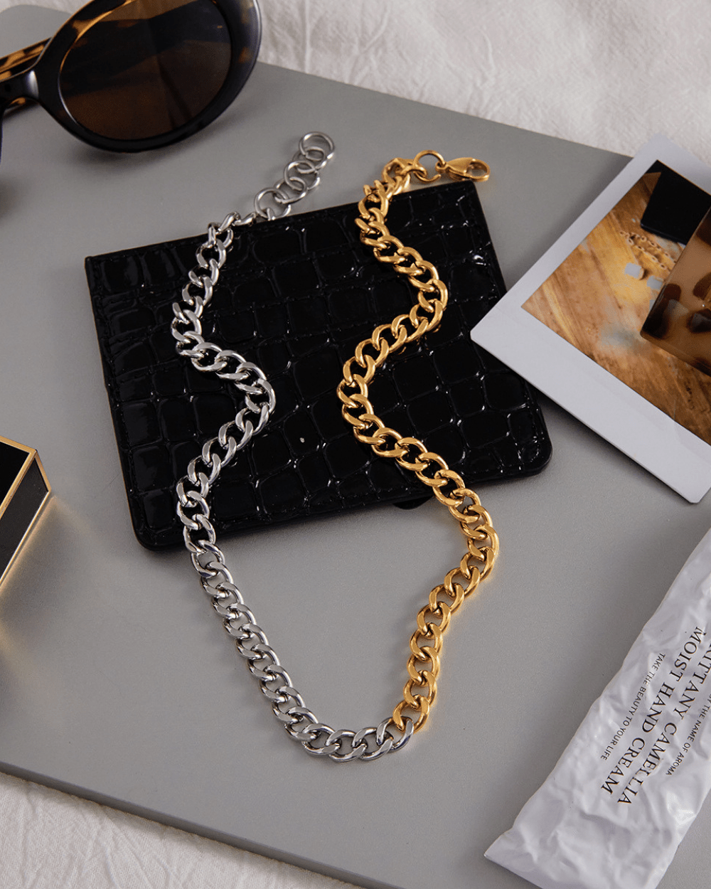 Dual Tone Bold Chain Necklace - mifjewelry
