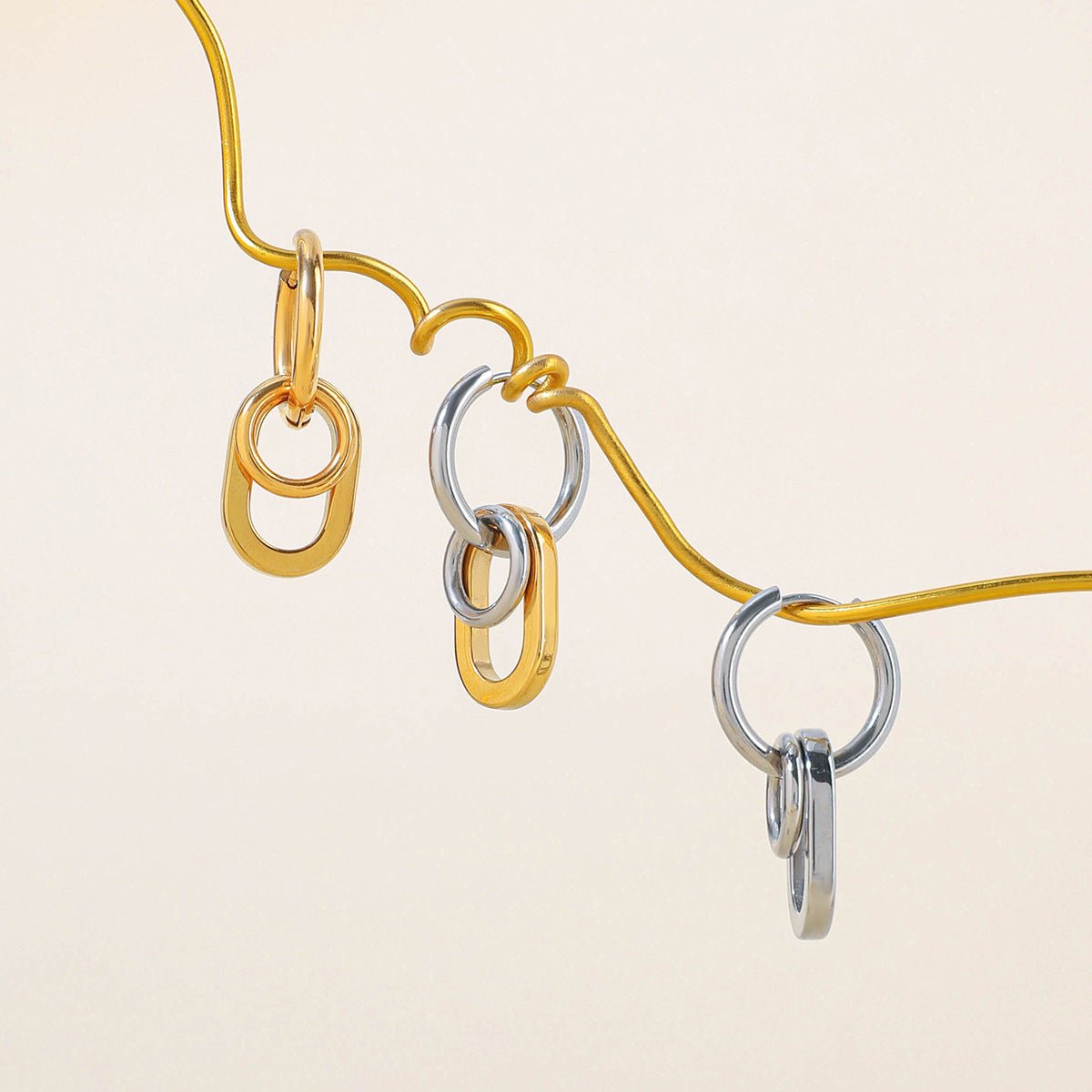 Echo Link Drop Earrings - Golden - Silver Mix - mifjewelry