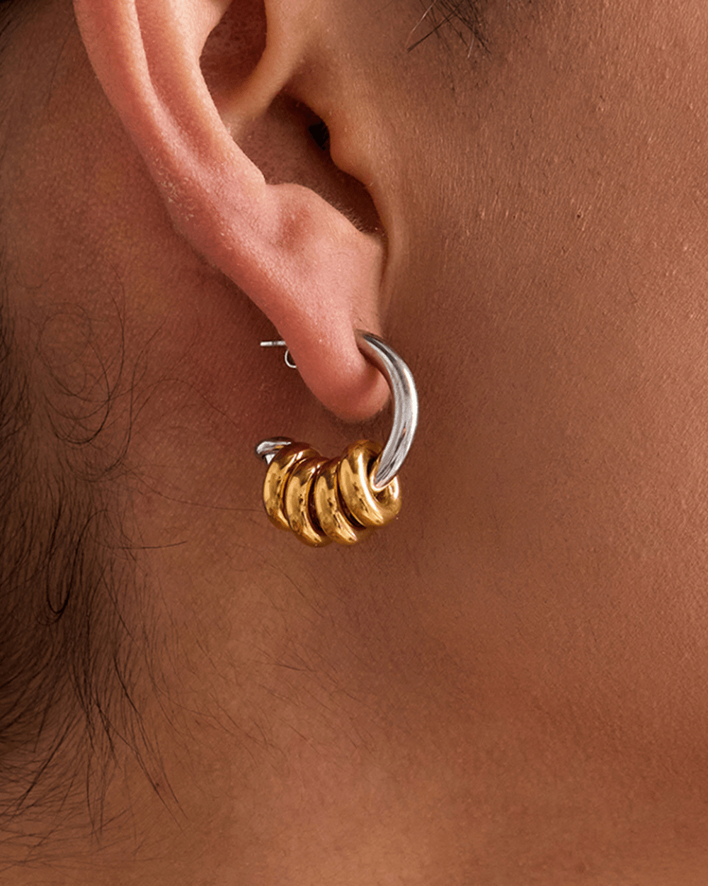 Echo Link Drop Earrings – Golden & Silver Mix - mifjewelry