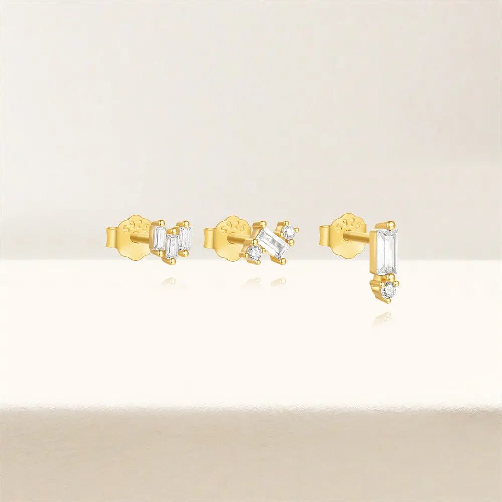 Elegant Geometric Zirconia Stud Earring Set - mifjewelry