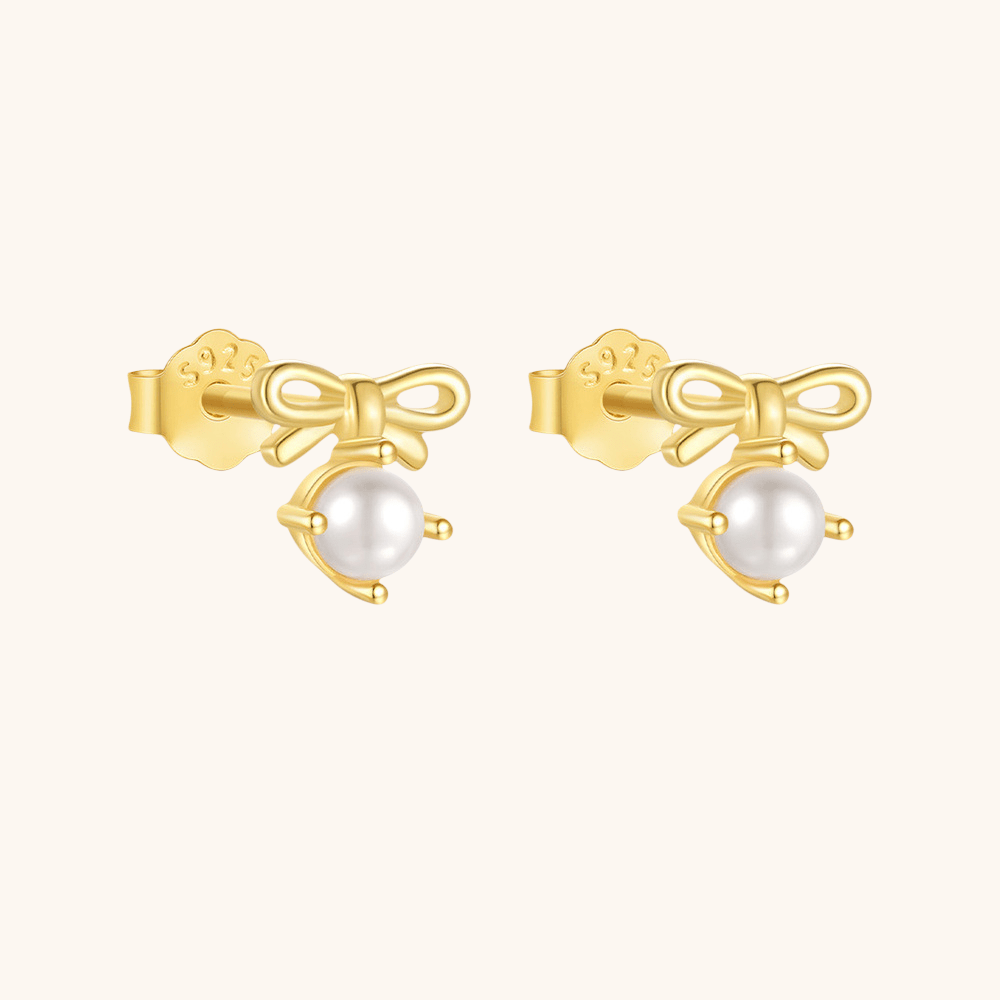 Elegant Pearl Bow Stud Earrings - mifjewelry