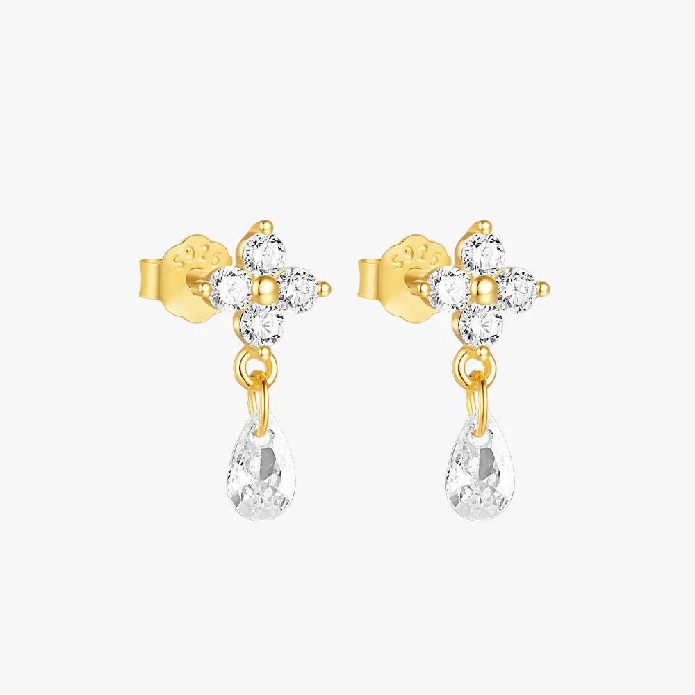 Elegant Zircon Flower Drop Earrings - mifjewelry