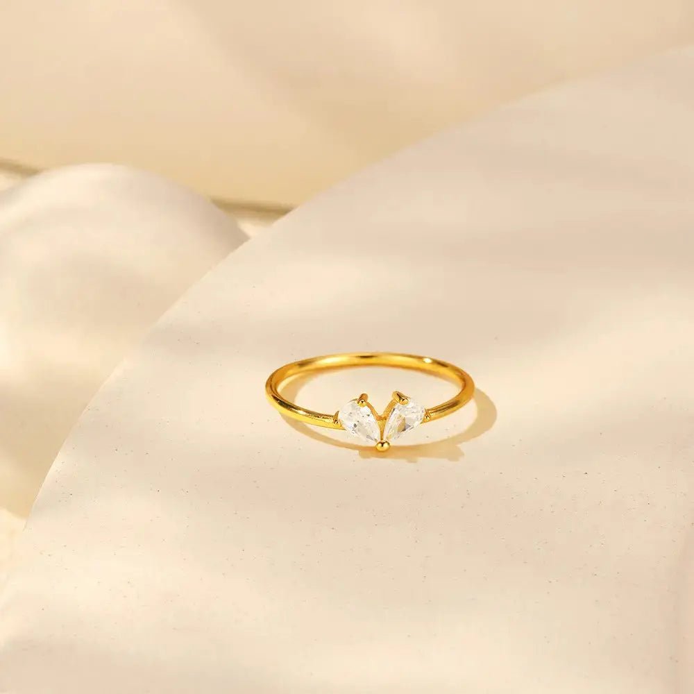 Elegant Zircon Heart - Shaped Ring - mifjewelry