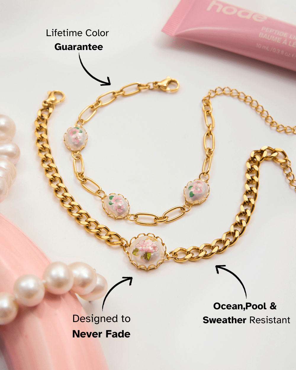 Enamel Sakura Charm Bracelet - mifjewelry