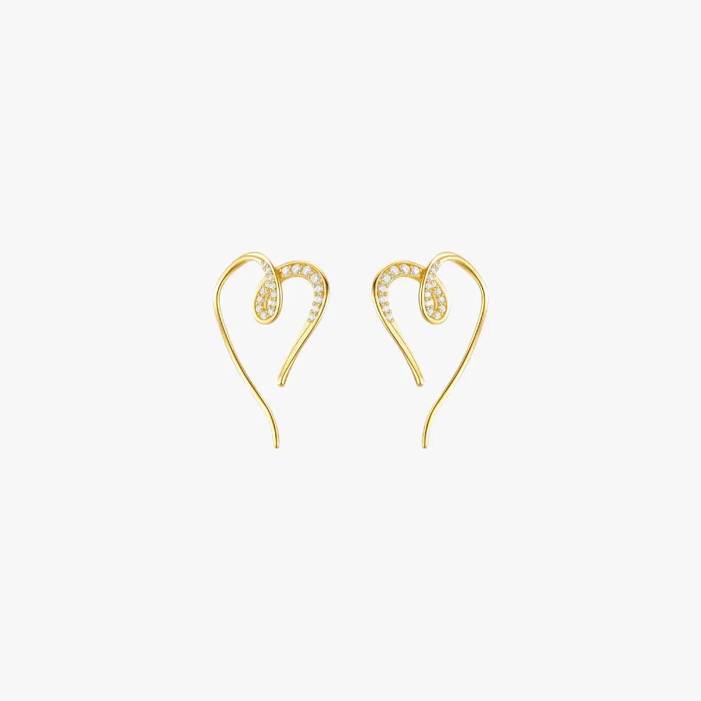 Exaggerated Curved Line Earrings with Zirconia - mifjewelry