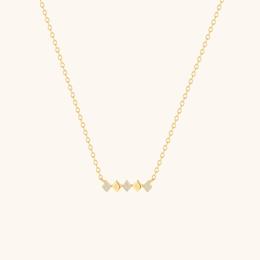 Geometric Pendant Necklace with Zirconia - mifjewelry