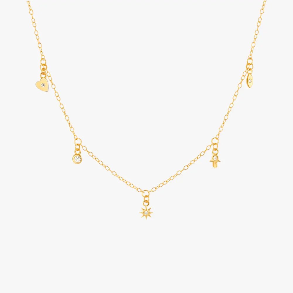 Geometric Star Layered Necklace with Zircon - mifjewelry