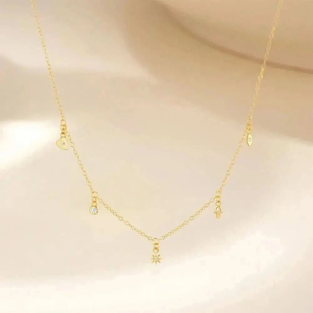 Geometric Star Layered Necklace with Zircon - mifjewelry