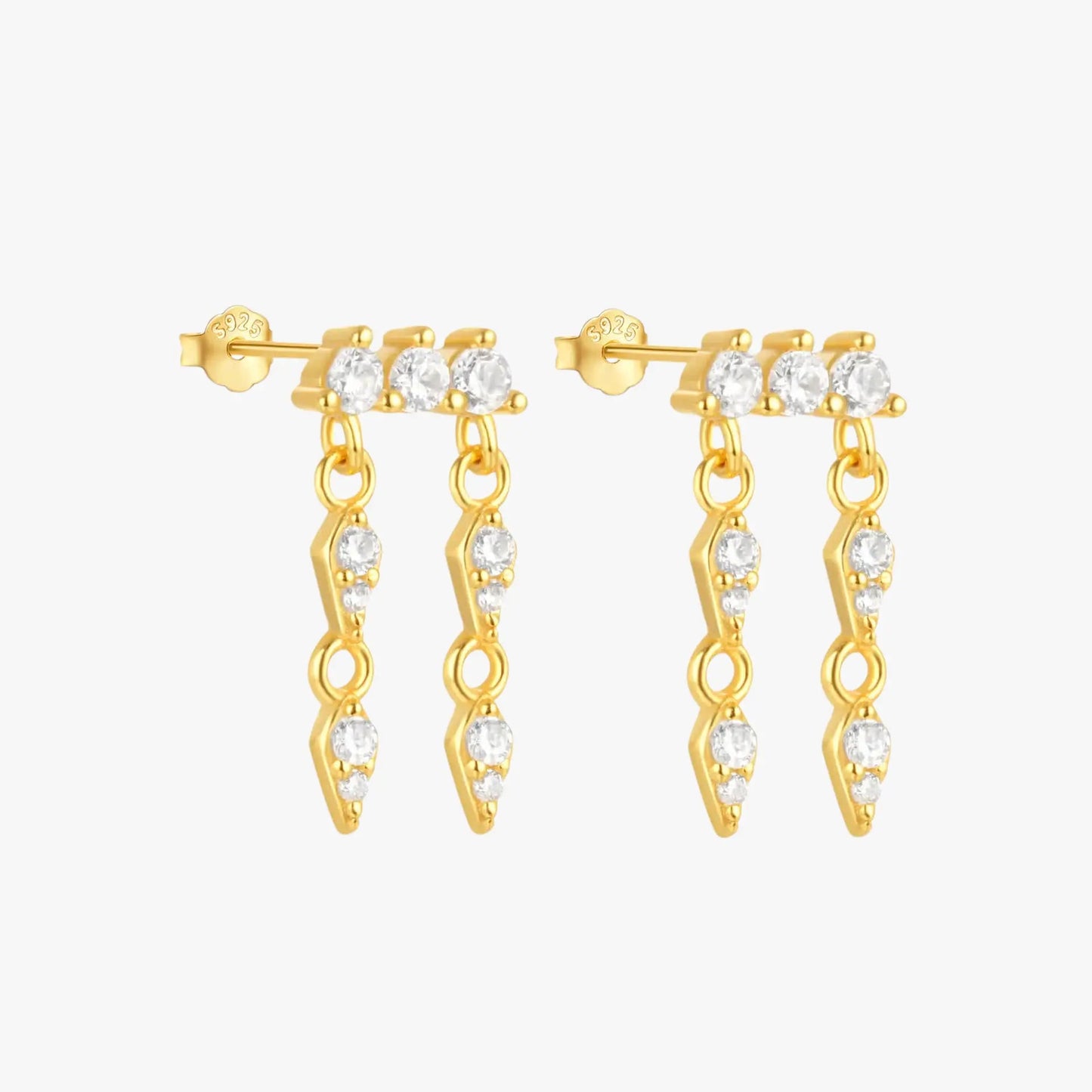Geometric Zirconia Dangle Earrings - mifjewelry