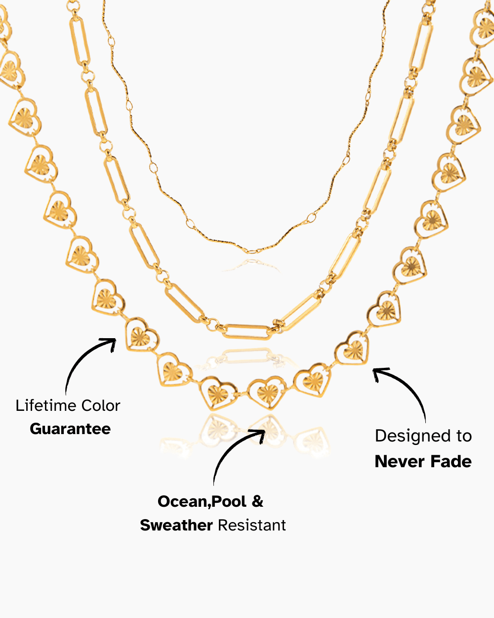 Golden Heart Link Necklace - mifjewelry