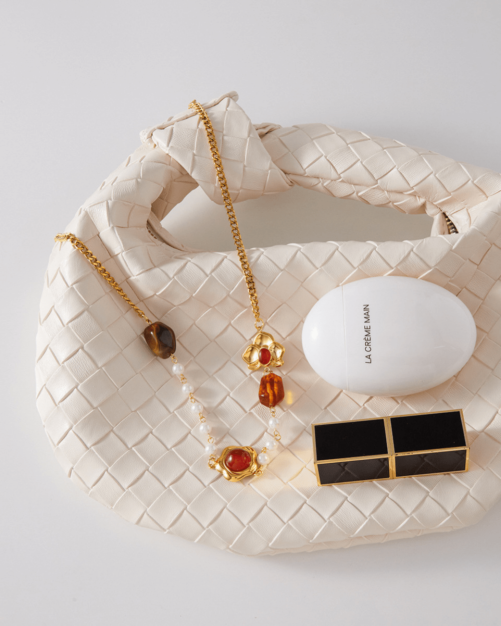Golden Leaf Pearl & Gemstone Necklace - mifjewelry