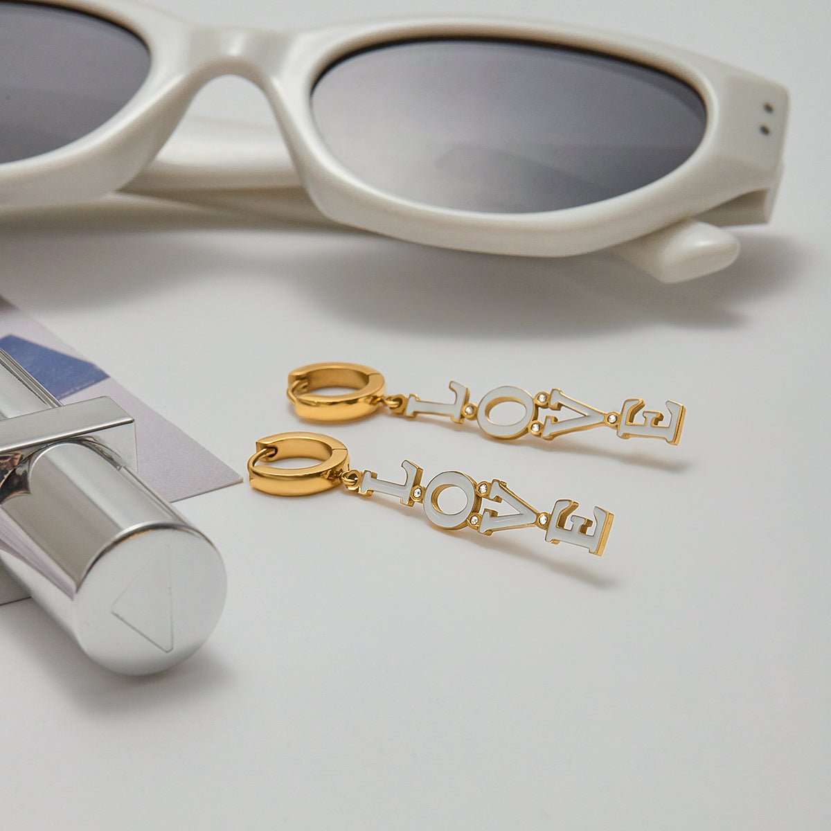 Golden Love Letter Drop Earrings - mifjewelry