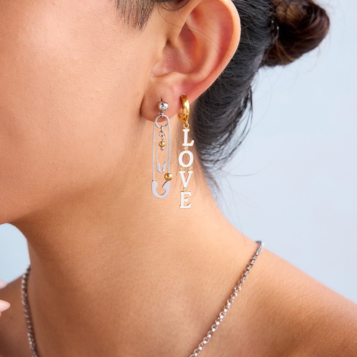 Golden Love Letter Drop Earrings - mifjewelry