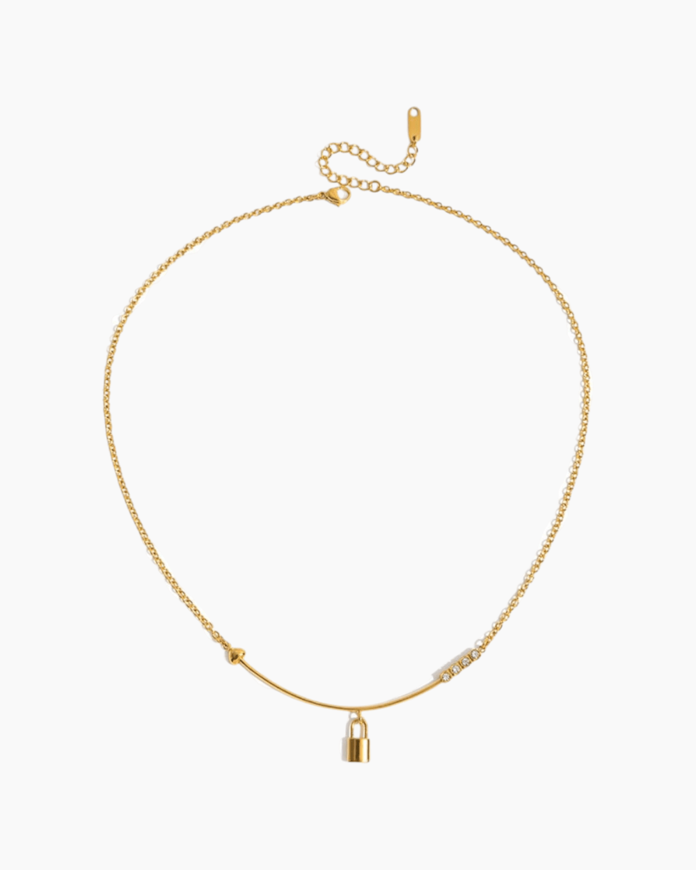 Golden Padlock Bar Pendant Necklace - mifjewelry