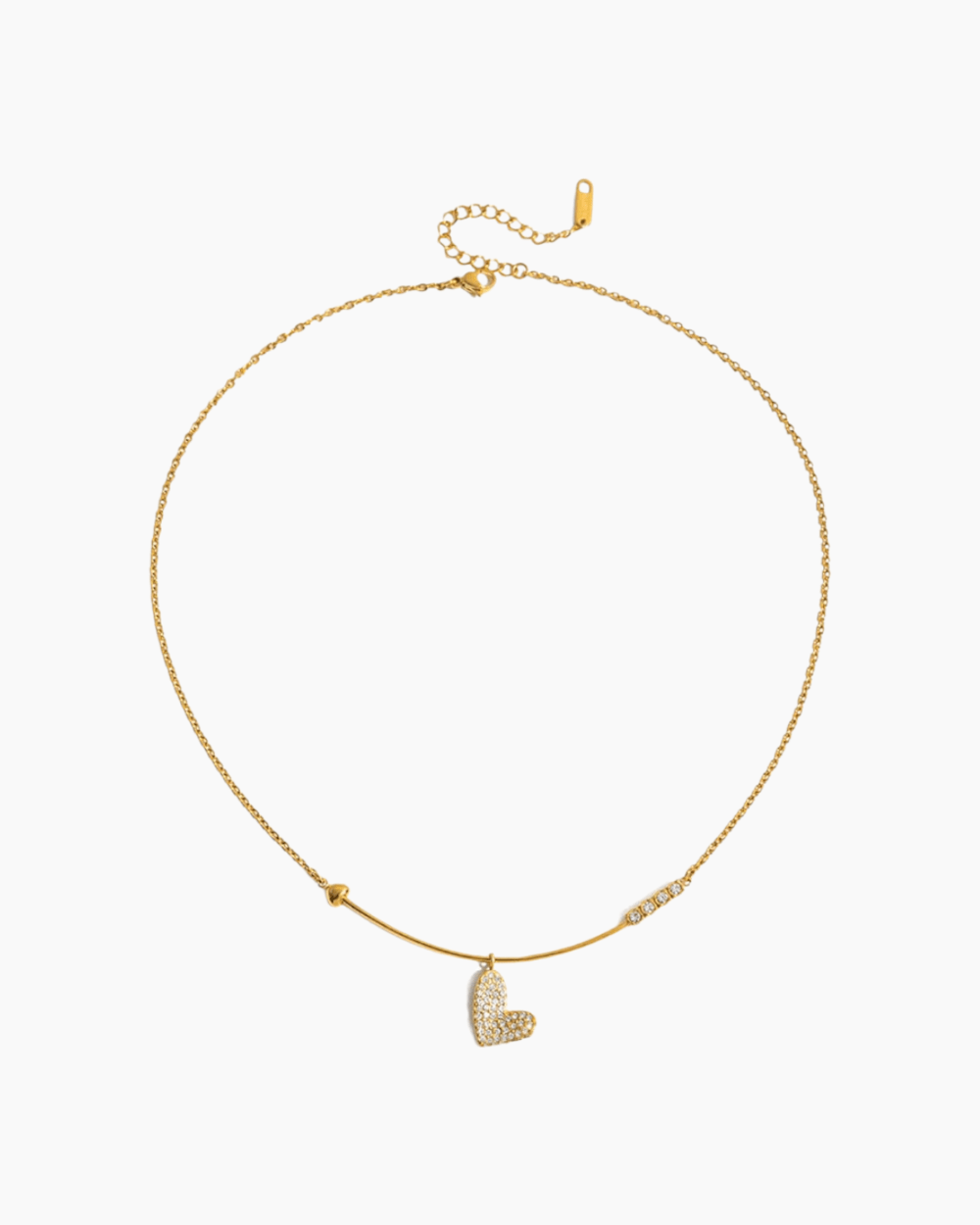 Golden Pavé Heart Bar Necklace - mifjewelry
