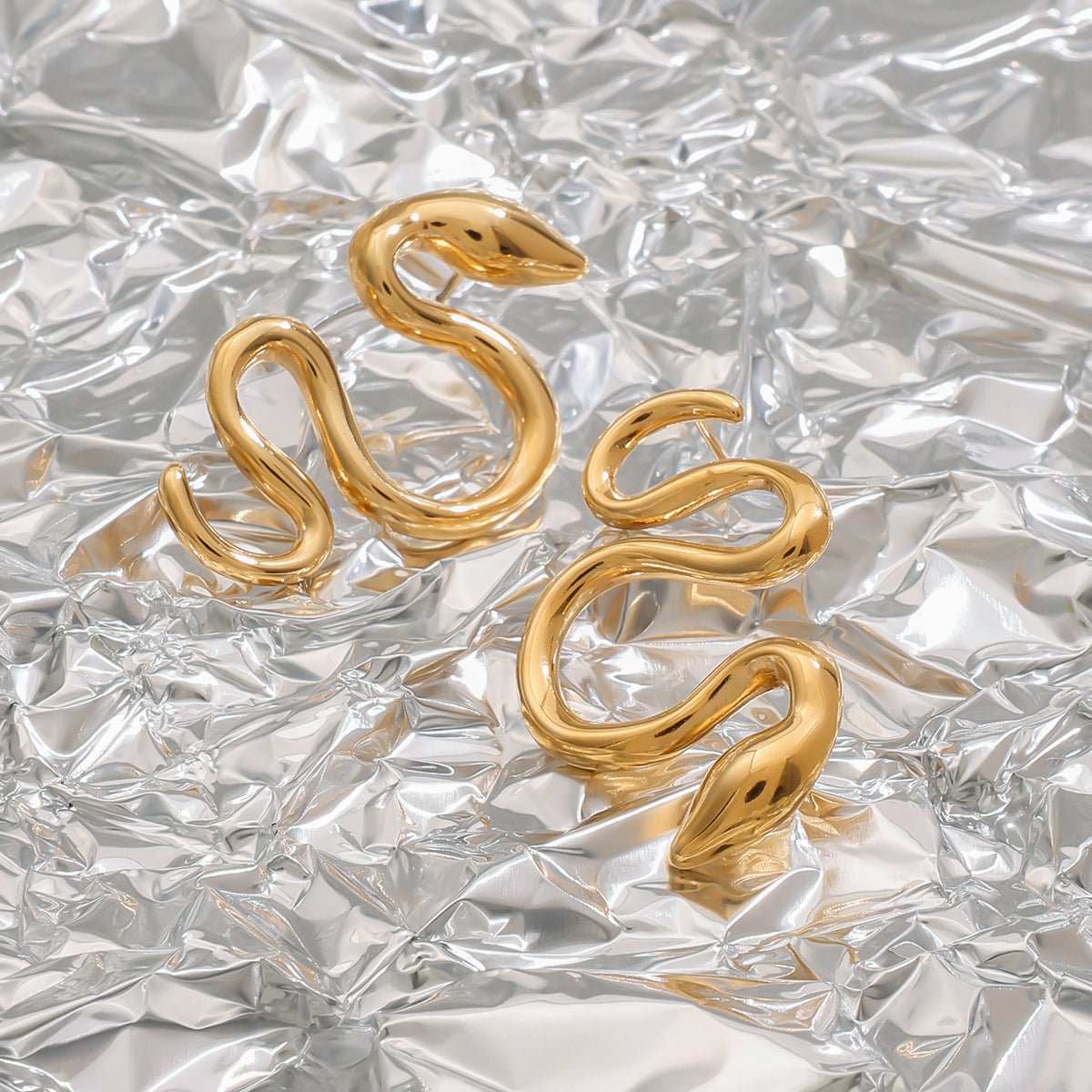 Golden Serpent Earrings - mifjewelry