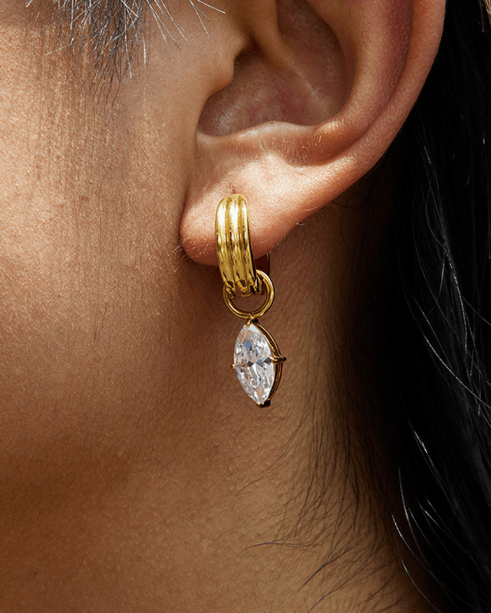 Golden Sunburst Crystal Drop Earrings - mifjewelry
