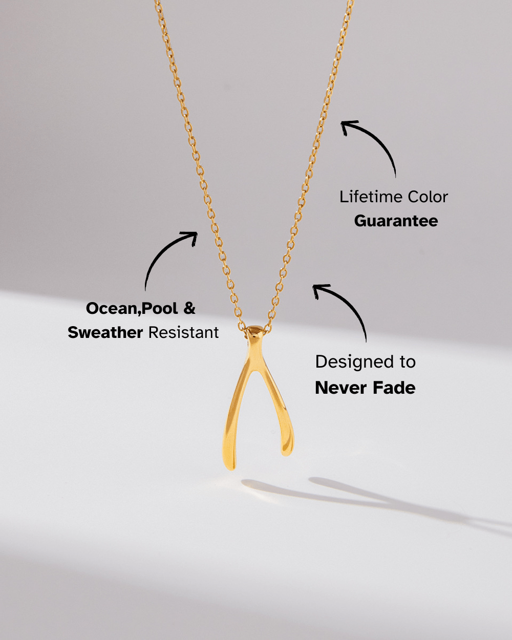 Golden Wishbone Necklace - mifjewelry