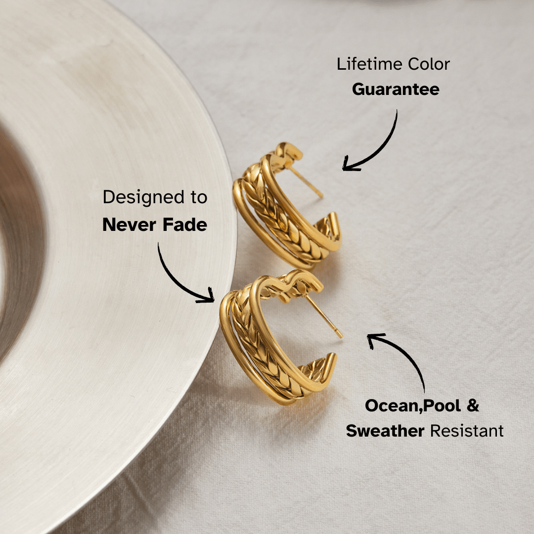 Golden Woven Wave Hoops - mifjewelry