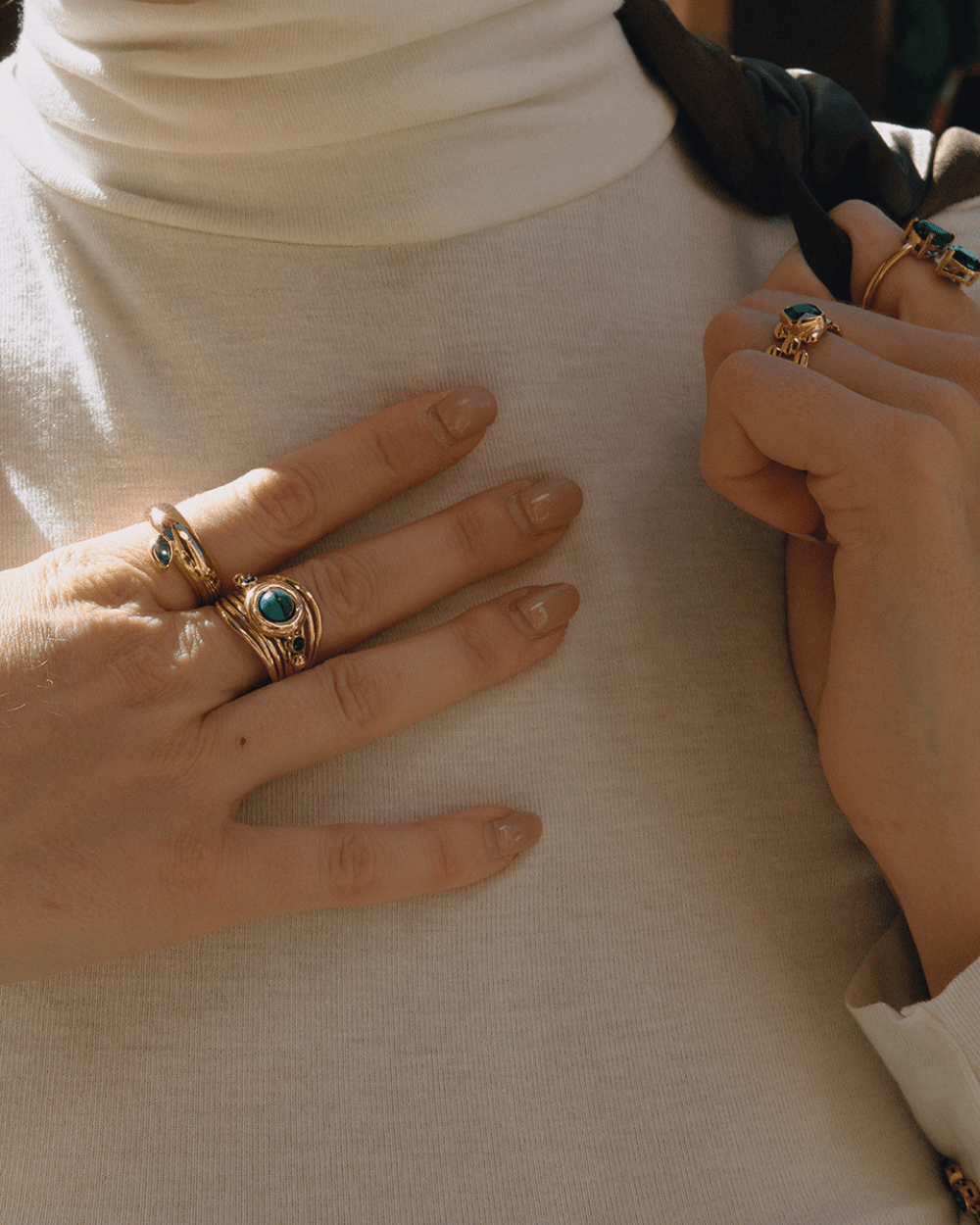 Green Leaf Gem Ring - mifjewelry