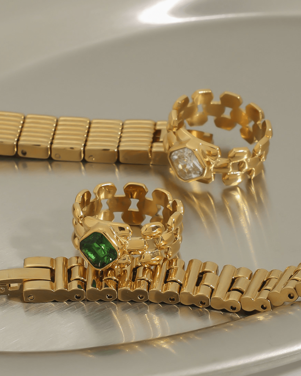 Green Square Gem Ring - mifjewelry