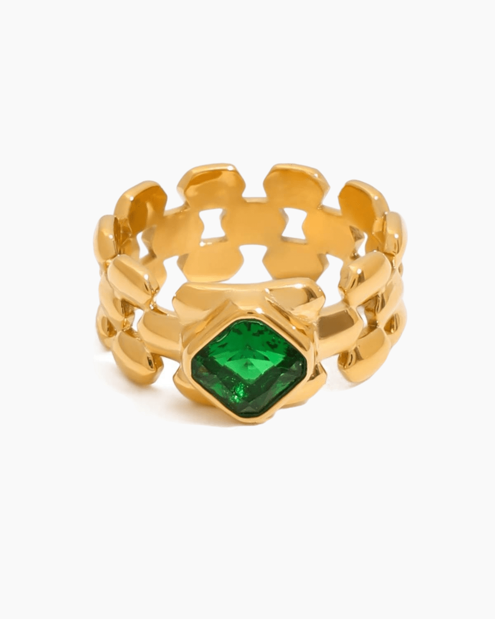 Green Square Gem Ring - mifjewelry