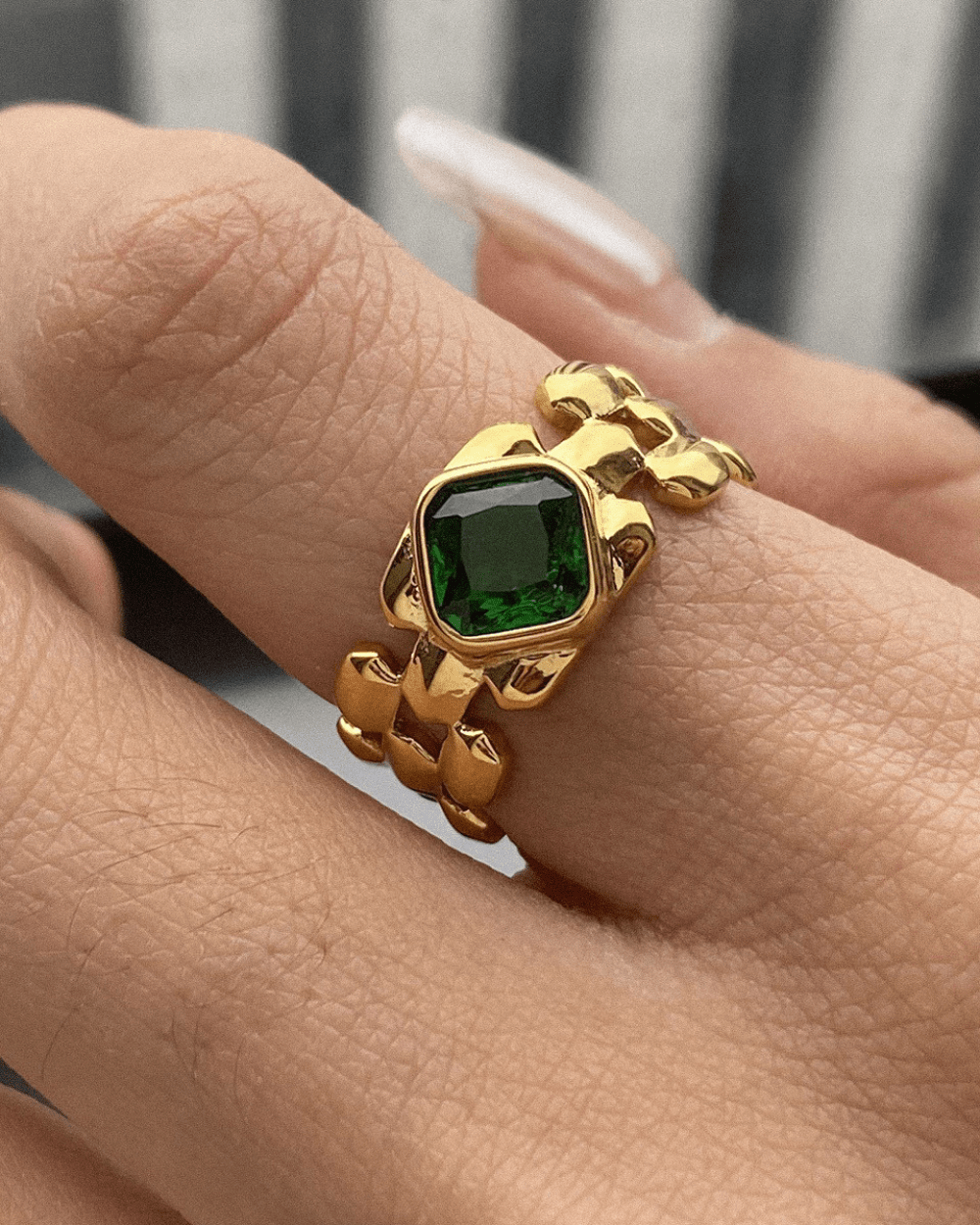 Green Square Gem Ring - mifjewelry