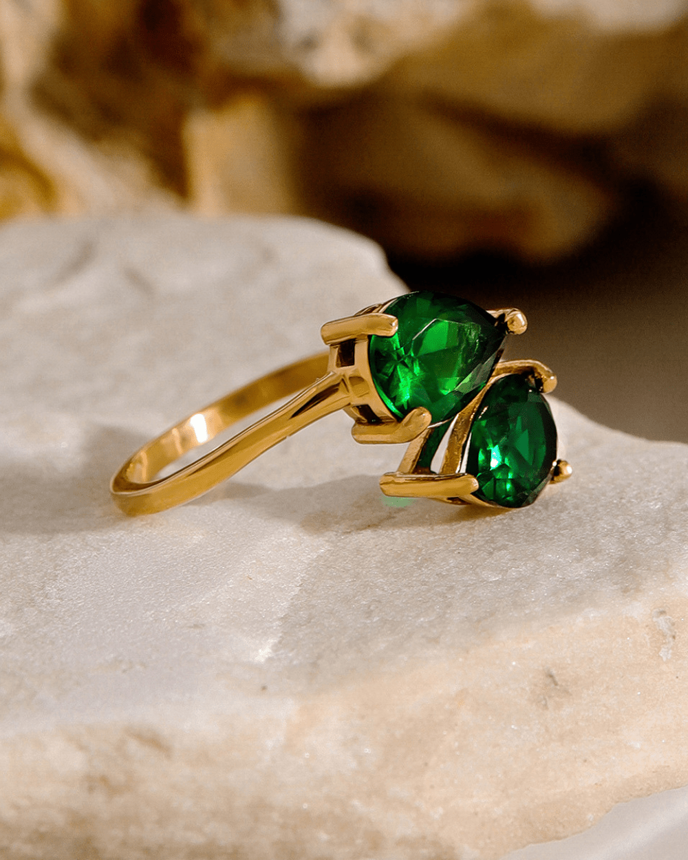 Green Teardrop Gem Ring - mifjewelry