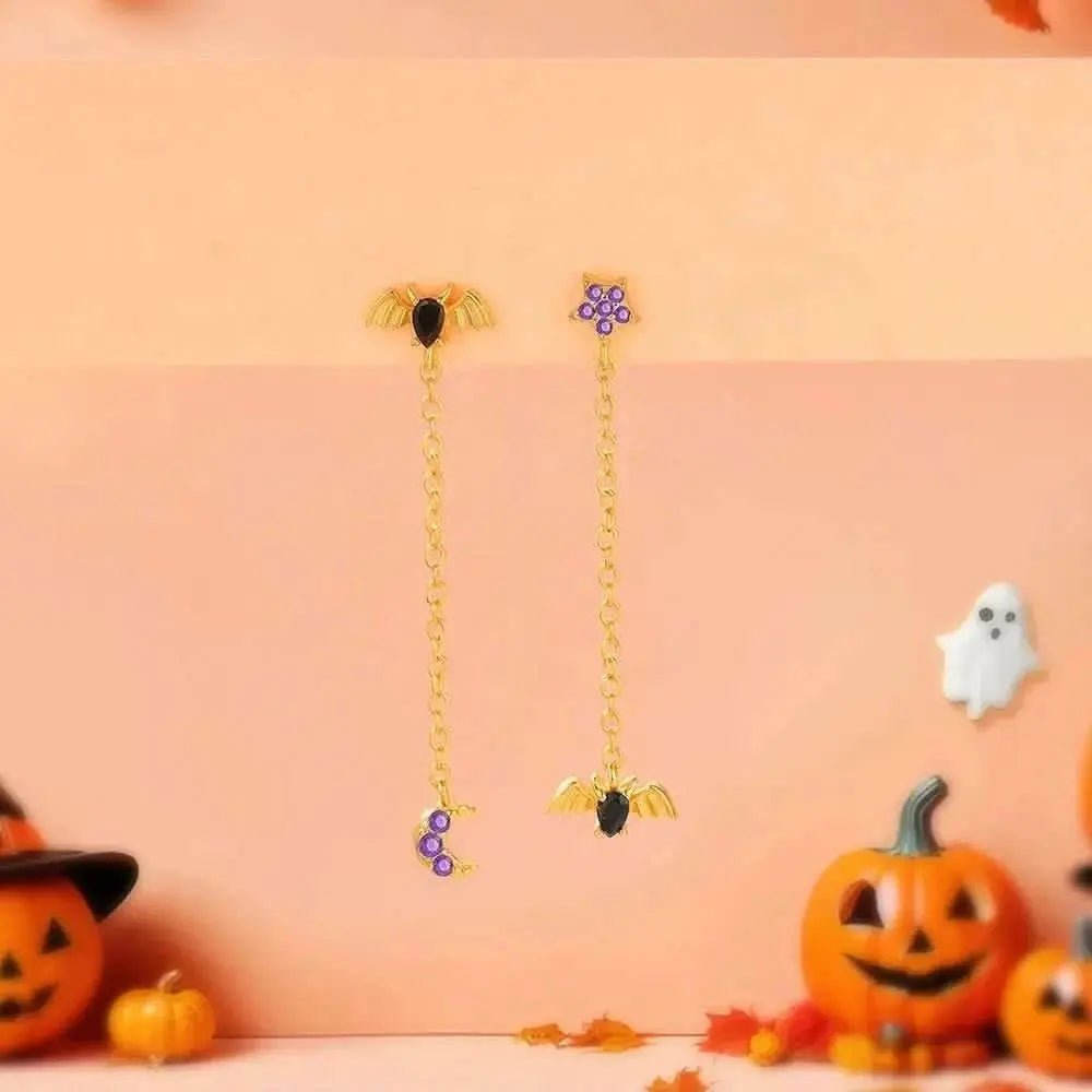 Halloween Bat and Moon Dangle Earrings - mifjewelry