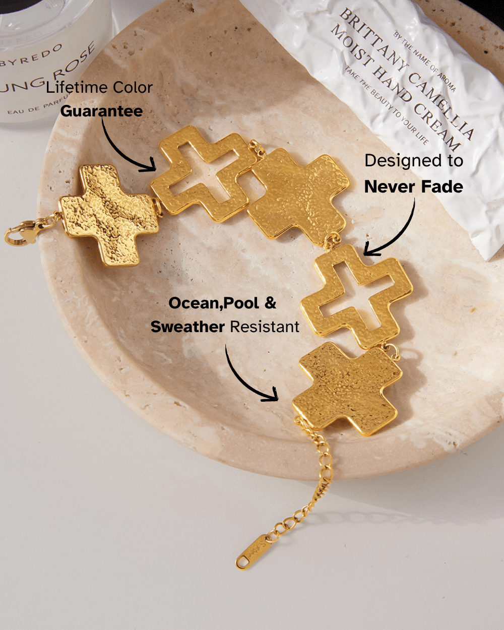 Hammered Cross Statement Bracelet - mifjewelry