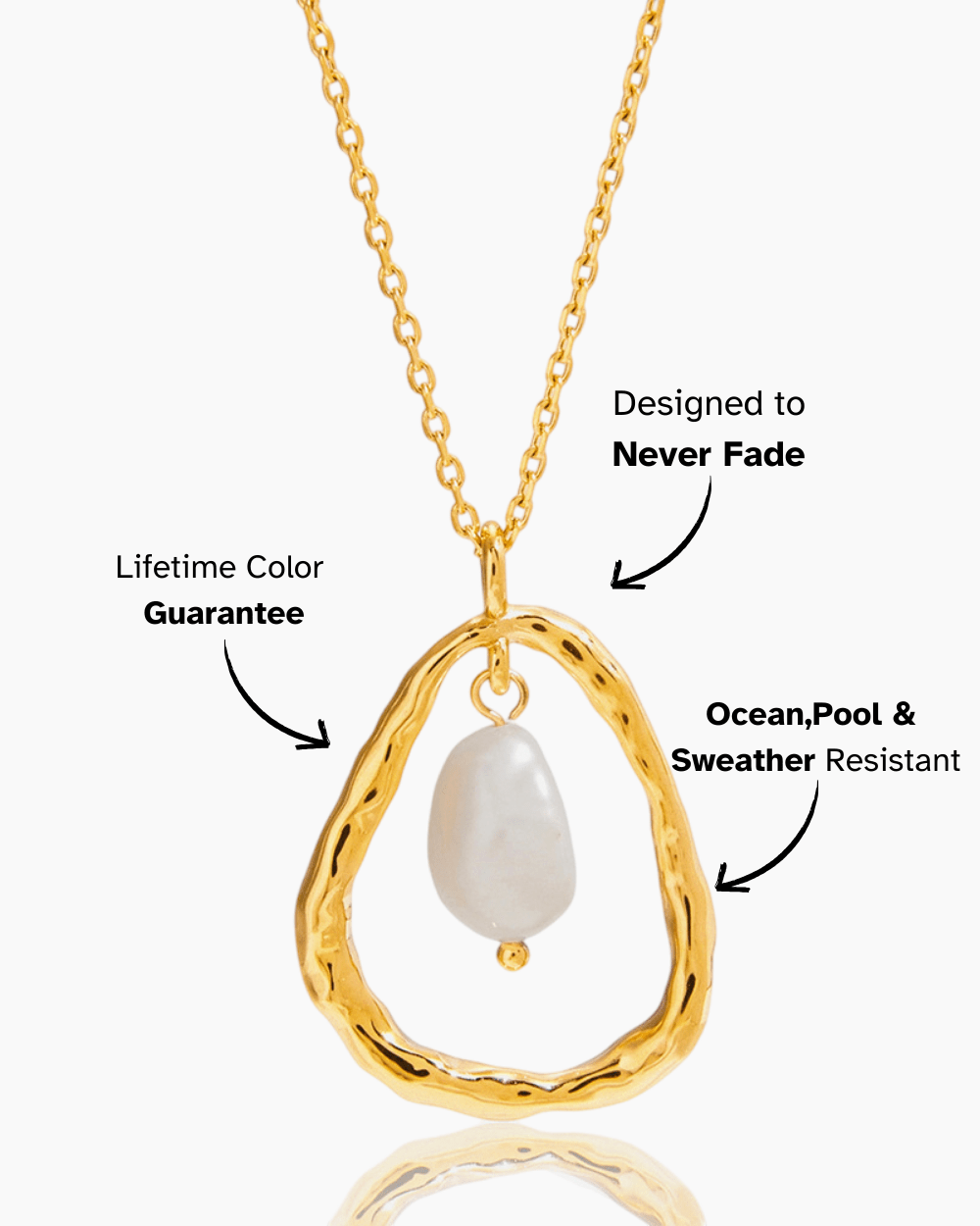 Hammered Gold Pearl Drop Necklace - mifjewelry