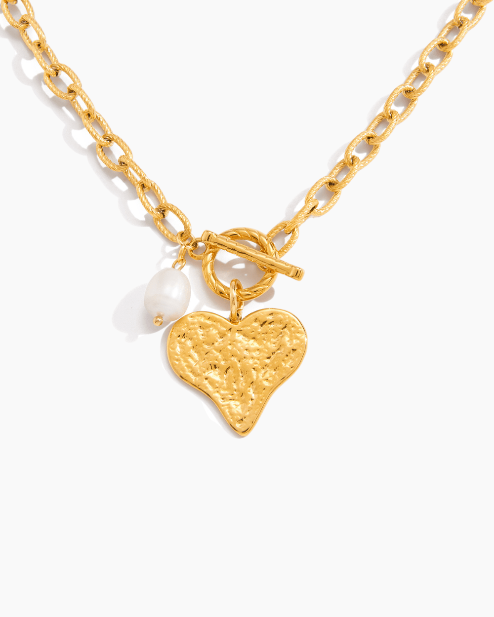 Hammered Heart Charm Necklace - mifjewelry