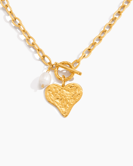 Hammered Heart Charm Necklace - mifjewelry