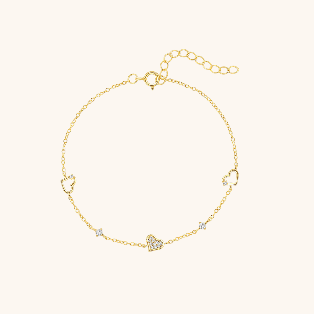 Heart Charm Bracelet with Zirconia - mifjewelry