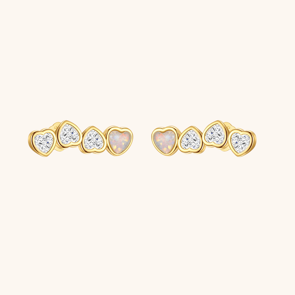 Heart Opal & Zirconia Stud Earrings - mifjewelry