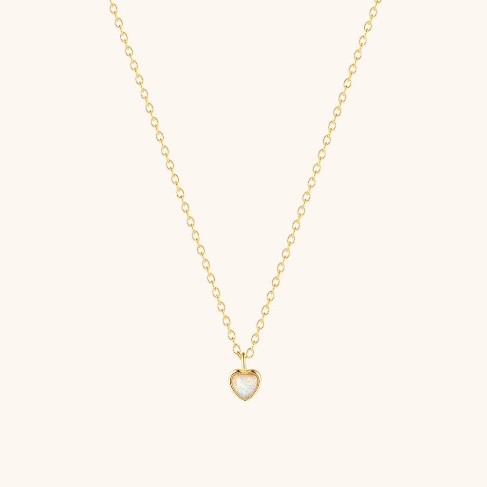 Heart Pendant Necklace with Opal - mifjewelry