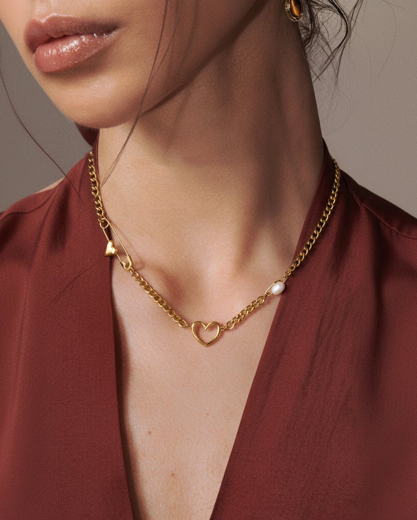 Heart - Pin Chain Necklace - mifjewelry
