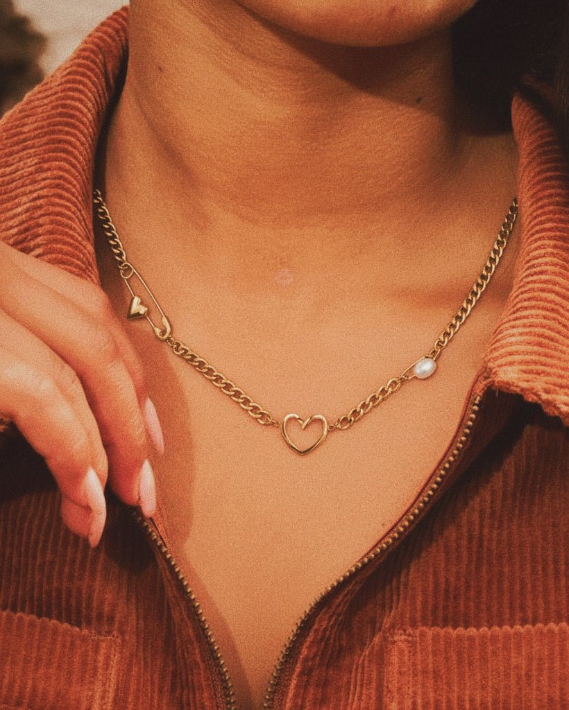 Heart - Pin Chain Necklace - mifjewelry