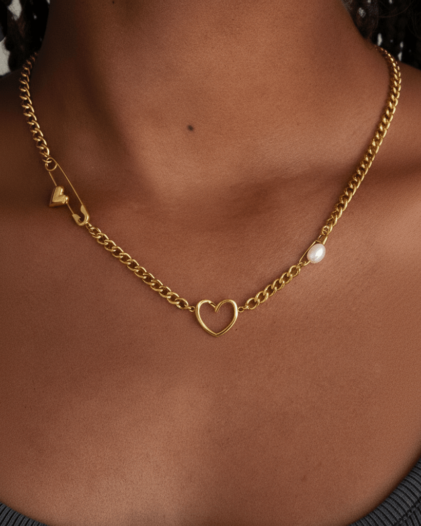 Heart - Pin Chain Necklace - mifjewelry