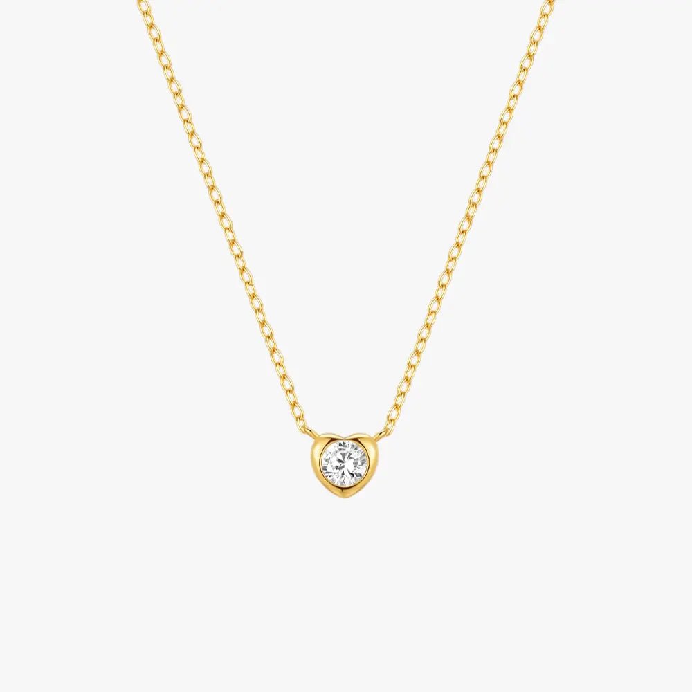 Heart - Shaped Zircon Pendant Necklace - mifjewelry