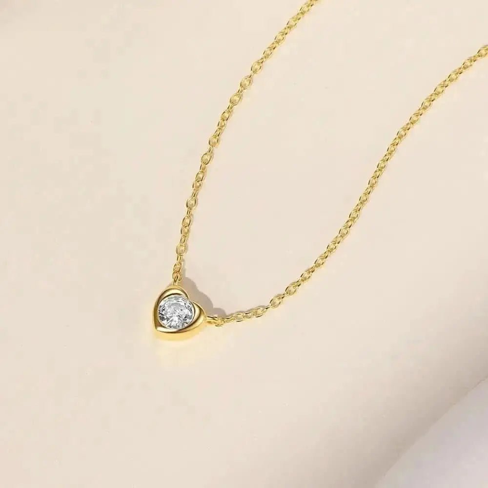 Heart - Shaped Zircon Pendant Necklace - mifjewelry