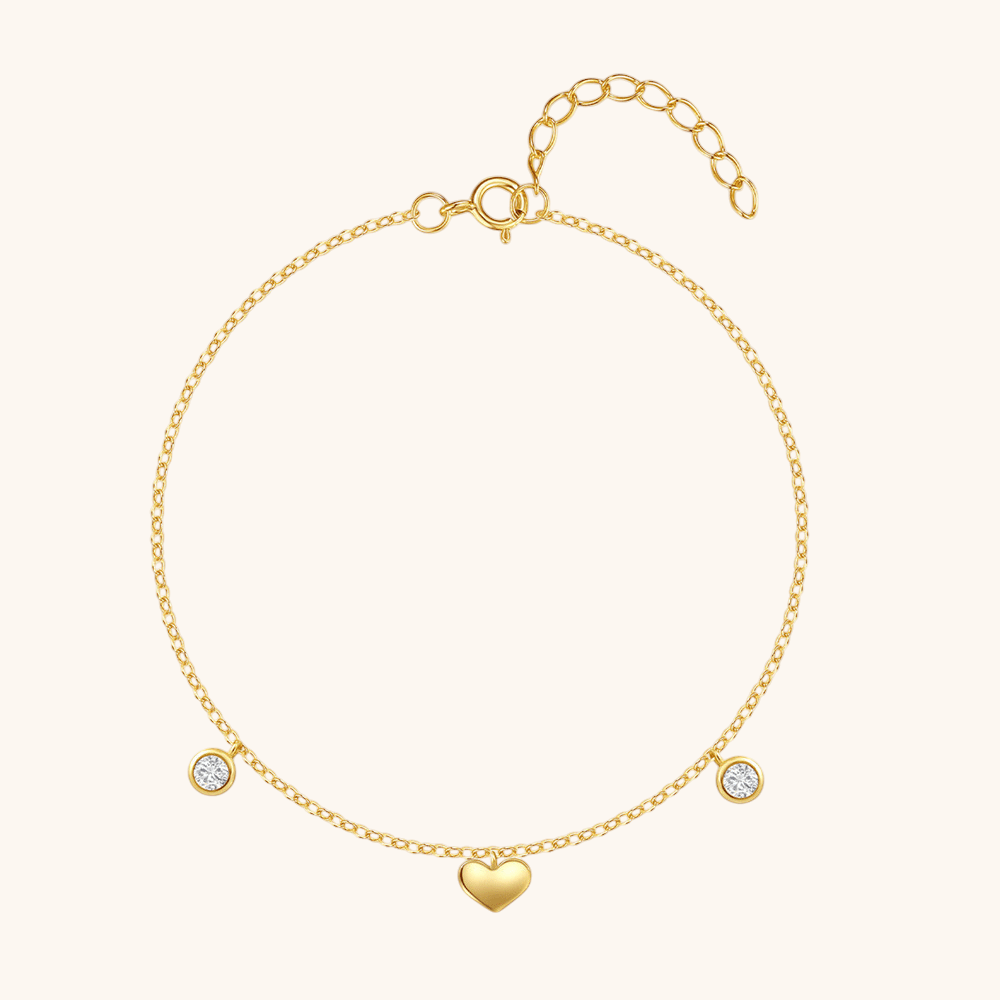 Heart & Zirconia Bracelet - Minimalist Charm - mifjewelry